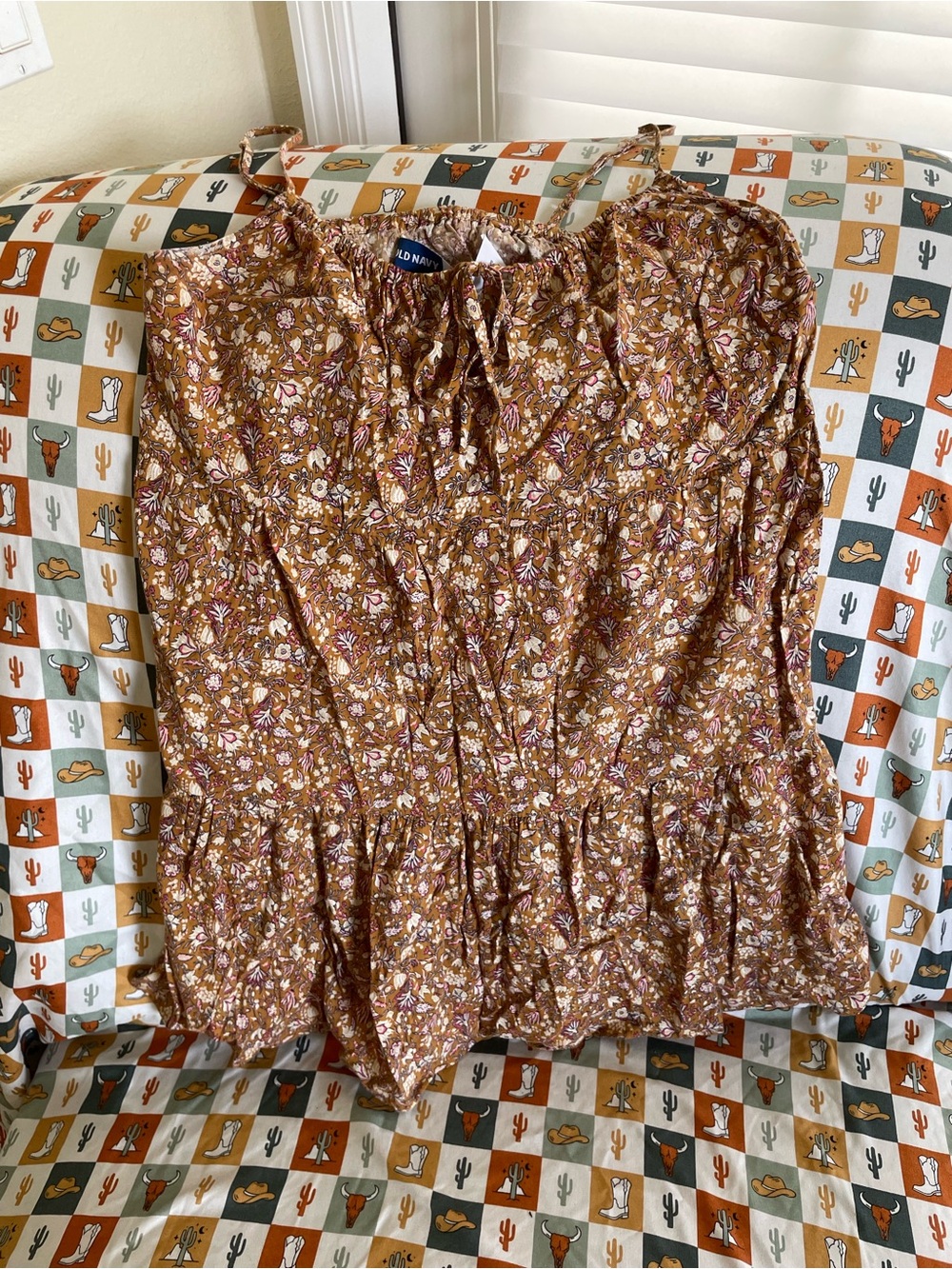 Old Navy Brown Floral Ruffle Camisole Dress